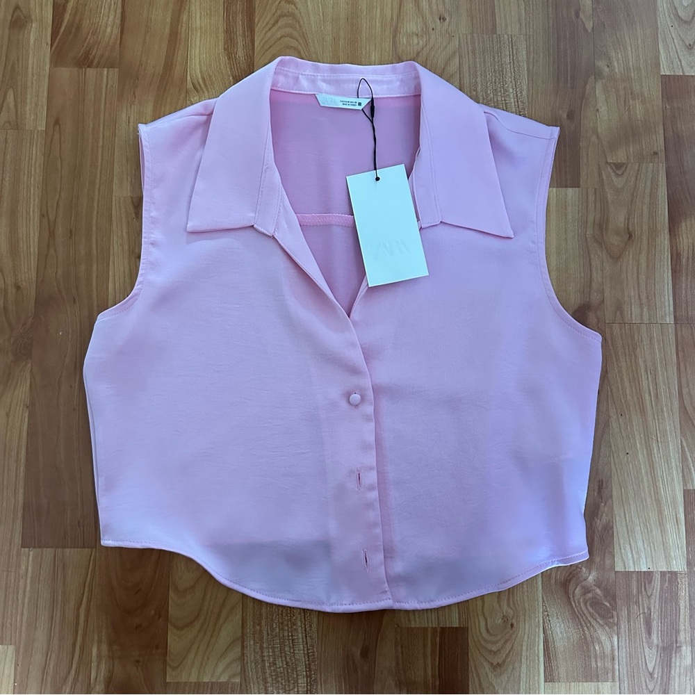 Zara Light Pink Sleeveless Blouse